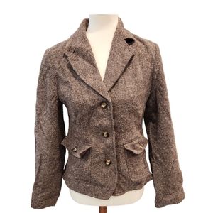 LL Bean Herringbone tweed wool blend blazer Women's size XS